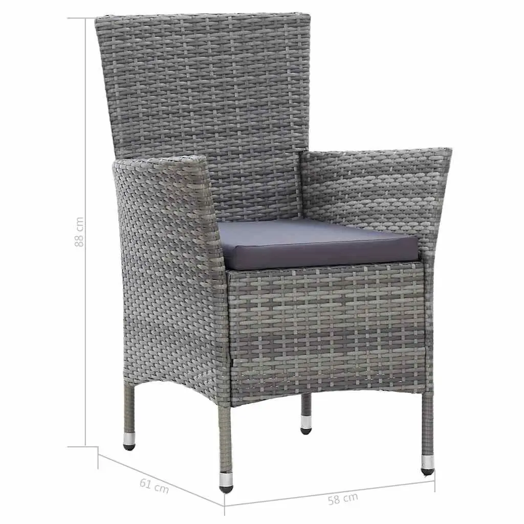 5 Piece Outdoor Dining Set Water-resistant PE Rattan Powder-coated Steel Frames Solid Acacia Wood Table Grey