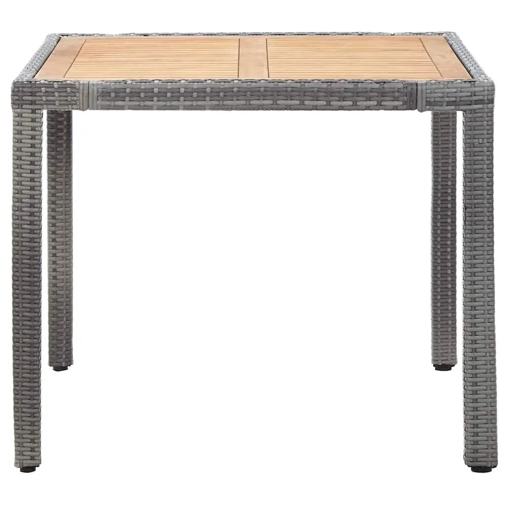 5 Piece Outdoor Dining Set Water-resistant PE Rattan Powder-coated Steel Frames Solid Acacia Wood Table Grey