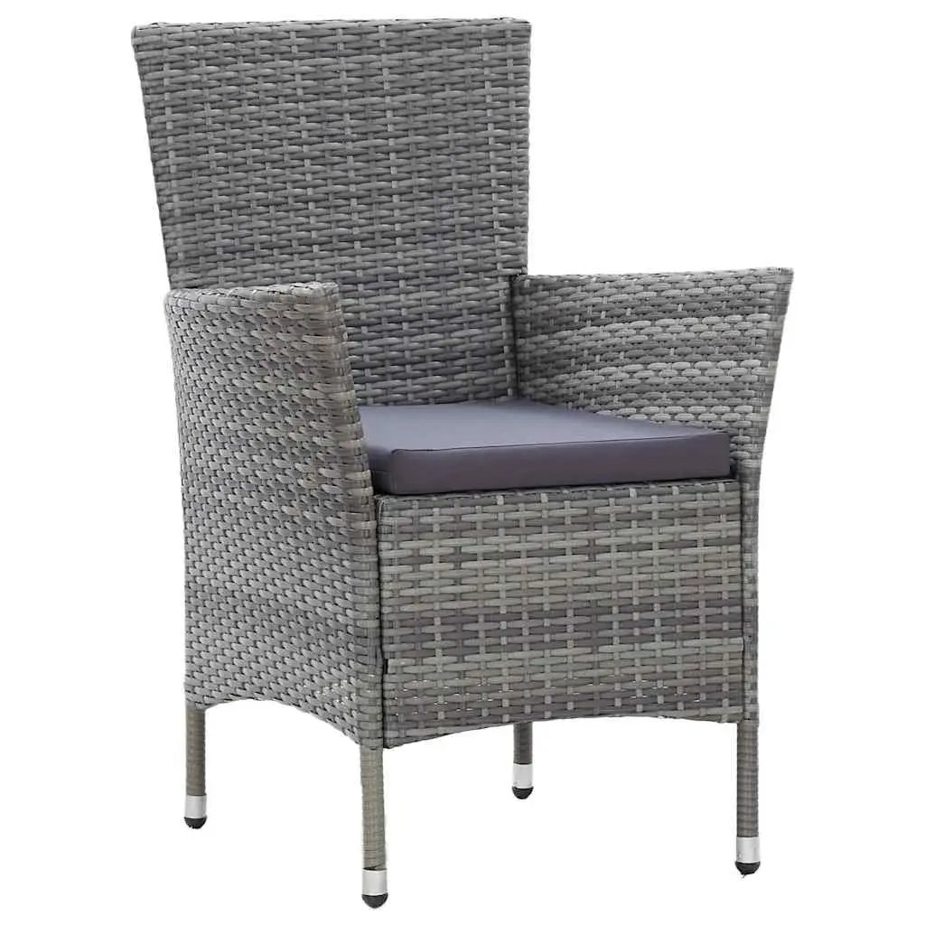 5 Piece Outdoor Dining Set Water-resistant PE Rattan Powder-coated Steel Frames Solid Acacia Wood Table Grey