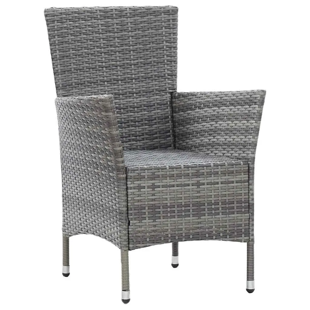 5 Piece Outdoor Dining Set Water-resistant PE Rattan Powder-coated Steel Frames Solid Acacia Wood Table Grey
