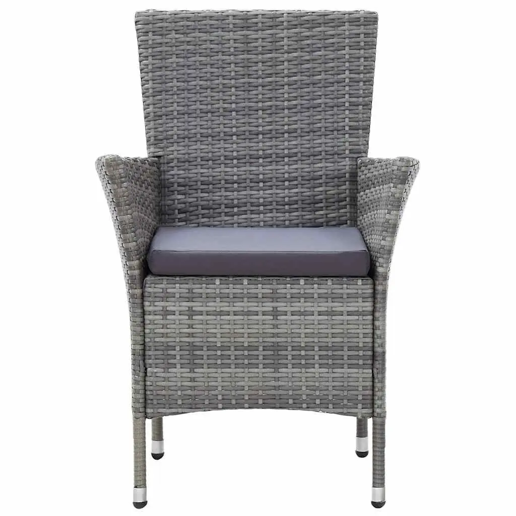 5 Piece Outdoor Dining Set Water-resistant PE Rattan Powder-coated Steel Frames Solid Acacia Wood Table Grey