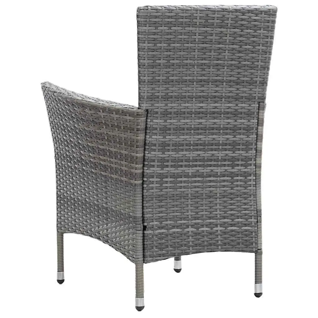 5 Piece Outdoor Dining Set Water-resistant PE Rattan Powder-coated Steel Frames Solid Acacia Wood Table Grey
