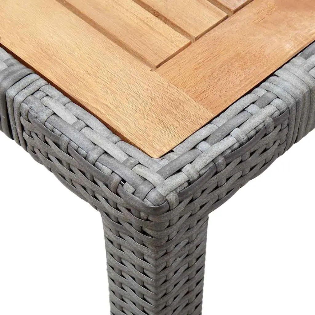 5 Piece Outdoor Dining Set Water-resistant PE Rattan Powder-coated Steel Frames Solid Acacia Wood Table Grey