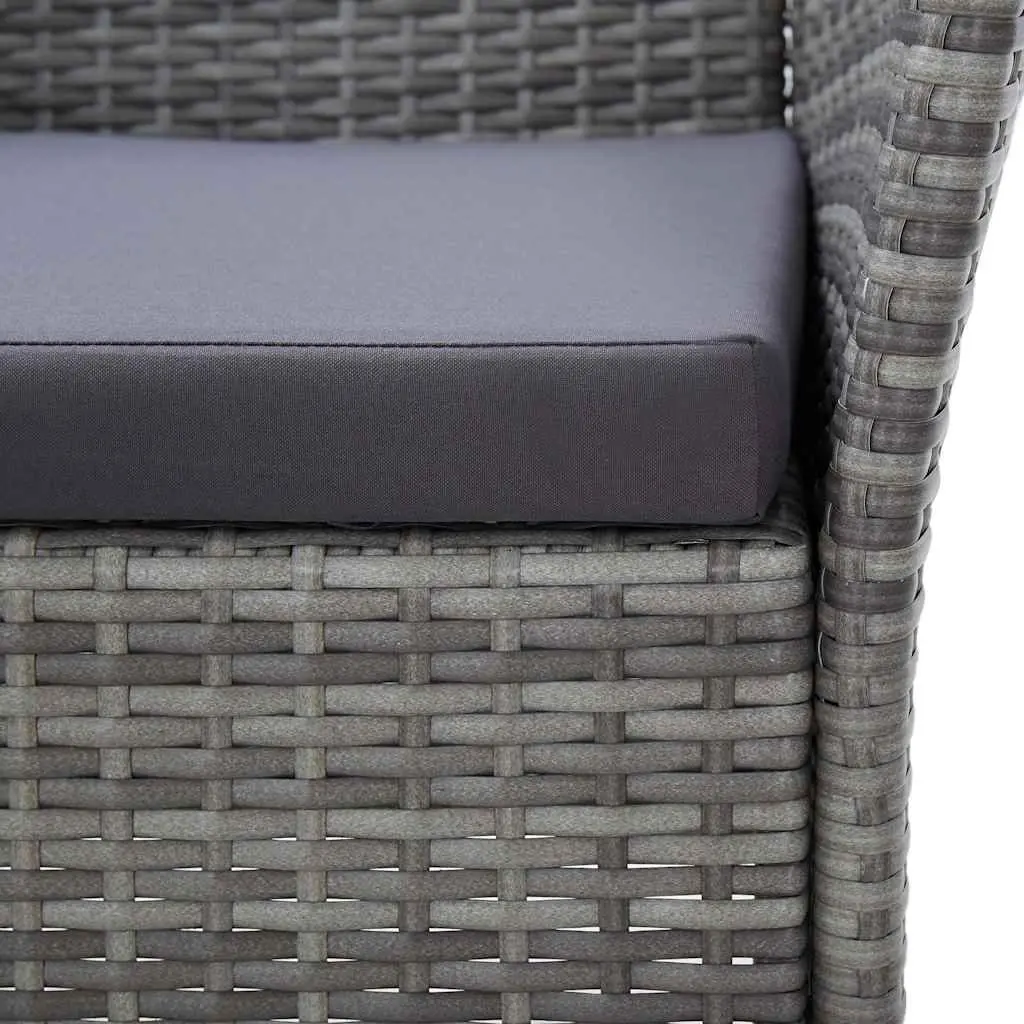 5 Piece Outdoor Dining Set Water-resistant PE Rattan Powder-coated Steel Frames Solid Acacia Wood Table Grey