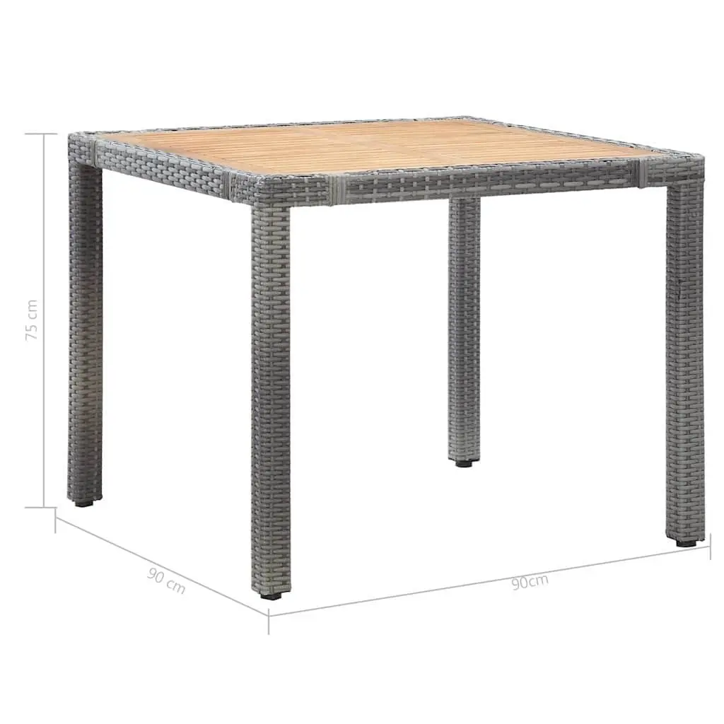 5 Piece Outdoor Dining Set Water-resistant PE Rattan Powder-coated Steel Frames Solid Acacia Wood Table Grey