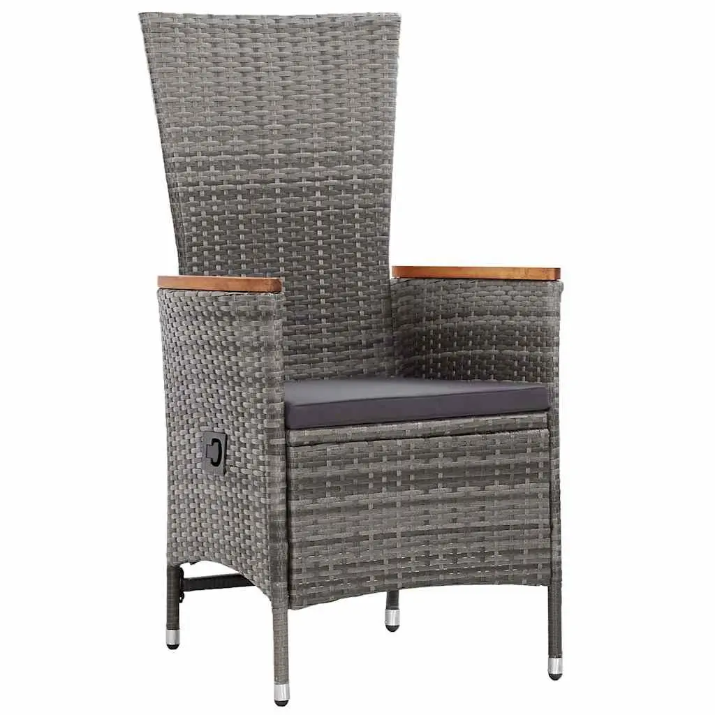Outdoor Dining Set 7 Piece Poly Rattan Garden Furniture Grey with Cushions