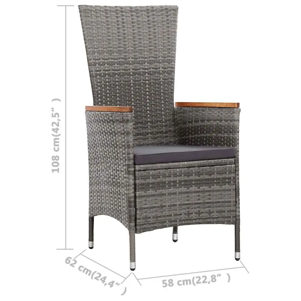 Outdoor Dining Set 9 Piece Poly Rattan Grey Garden Furniture with Cushions