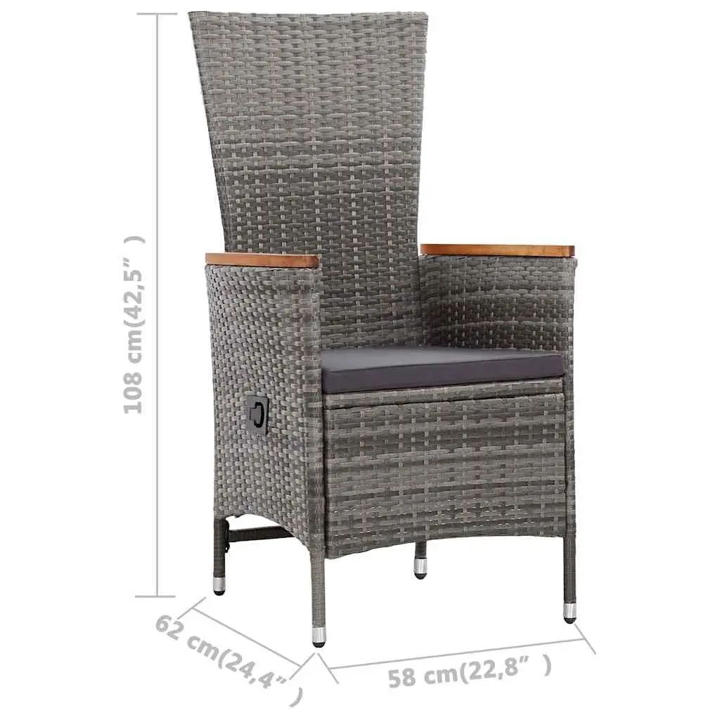 Outdoor Dining Set 9 Piece Poly Rattan Grey Garden Furniture with Cushions