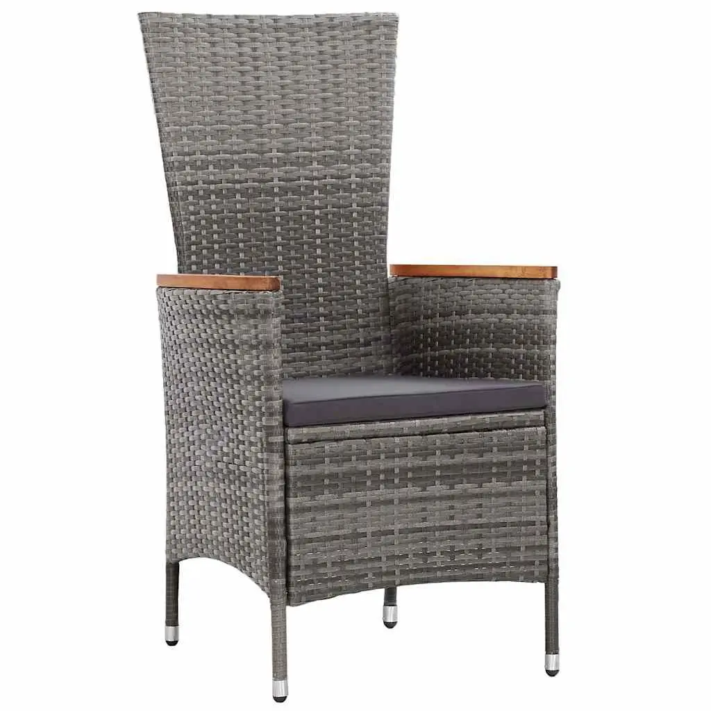 Outdoor Dining Set 9 Piece Poly Rattan Grey Garden Furniture with Cushions