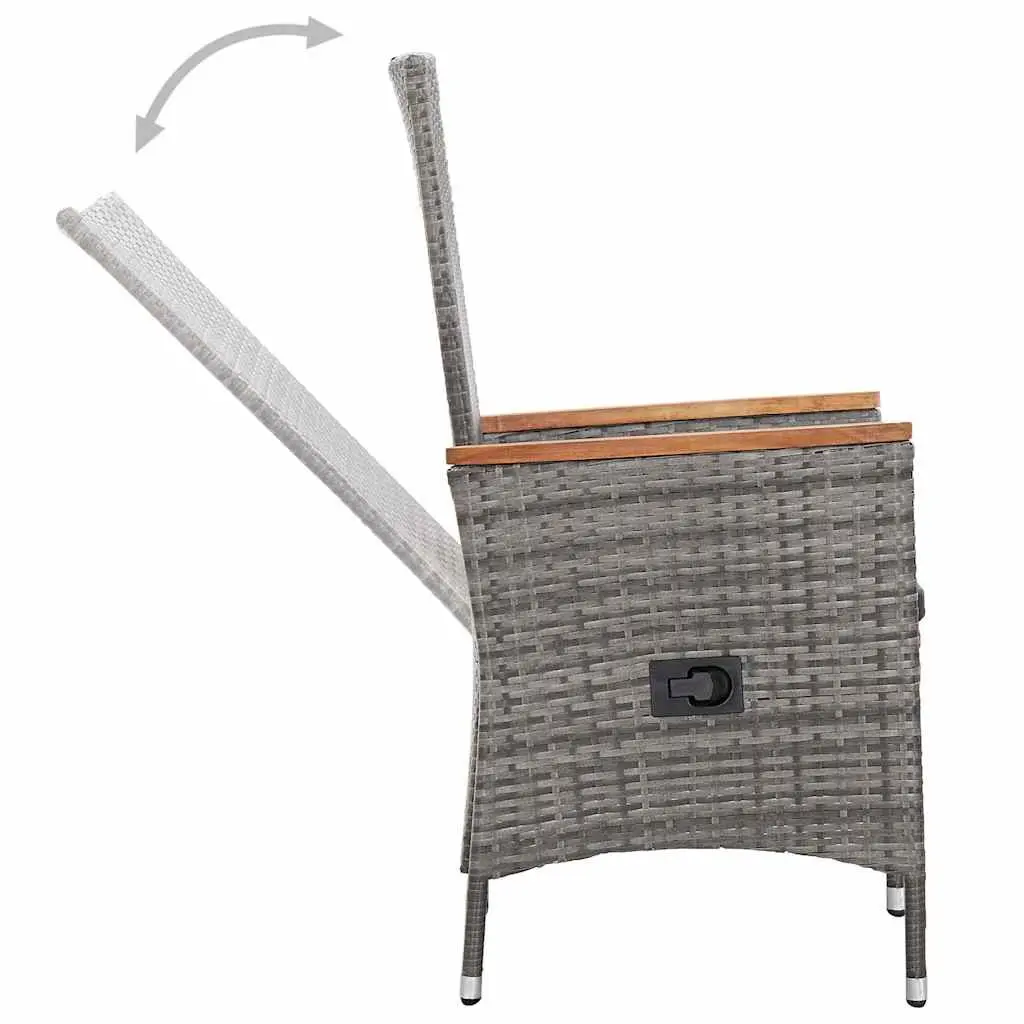 Outdoor Dining Set 9 Piece Poly Rattan Grey Garden Furniture with Cushions