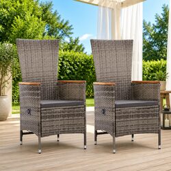 Outdoor Armchairs 2 pcs Set Garden Patio Seating with Cushions Grey