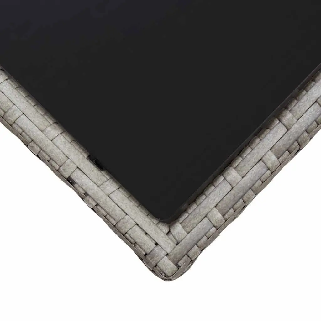 Outdoor Coffee Table Grey Poly Rattan Glass Top Patio Garden Furniture