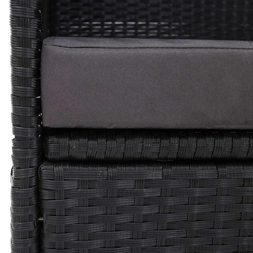Outdoor Daybed Sun Lounger with Canopy PE Rattan Steel Frame Black