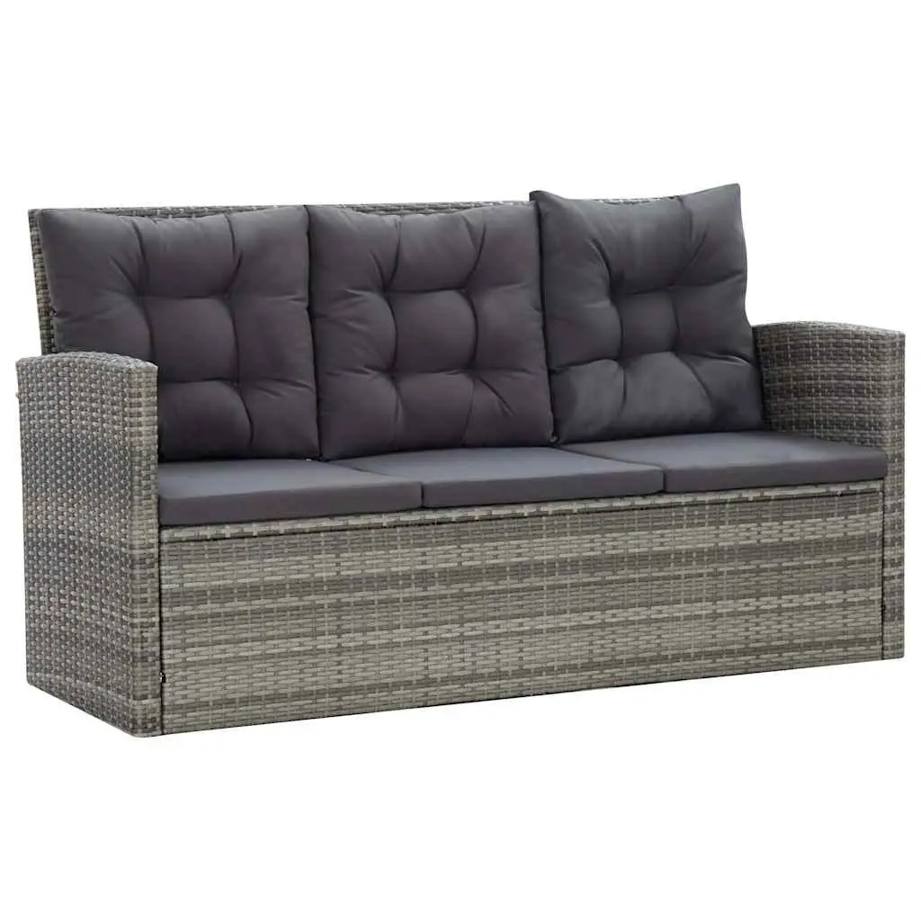 Outdoor Dining Set 5 Piece Grey Poly Rattan Garden Patio Furniture with Cushions