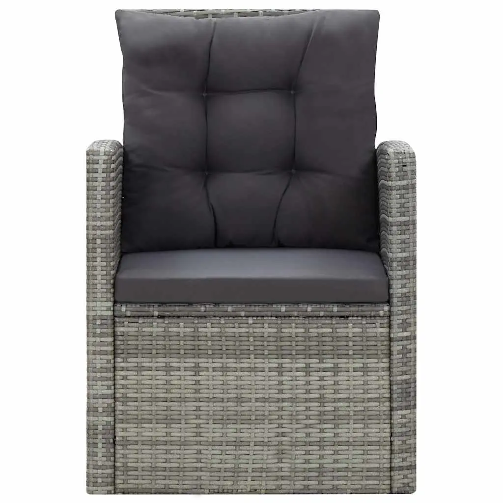 Outdoor Dining Set 5 Piece Grey Poly Rattan Garden Patio Furniture with Cushions