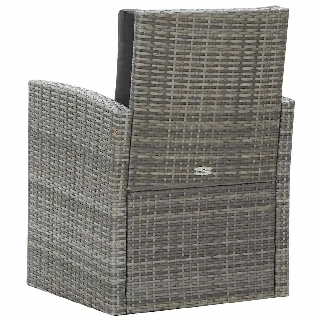 Outdoor Dining Set 5 Piece Grey Poly Rattan Garden Patio Furniture with Cushions