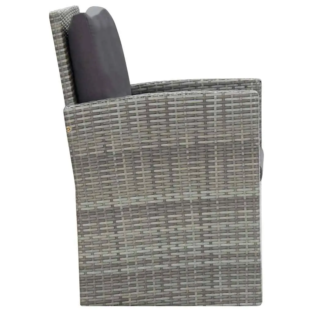 Outdoor Dining Set 5 Piece Grey Poly Rattan Garden Patio Furniture with Cushions
