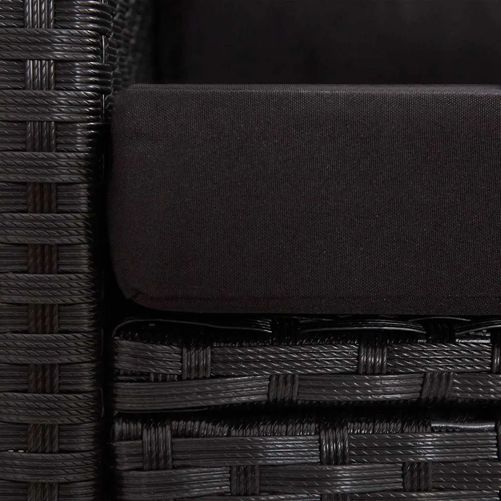 2-Seater Outdoor Garden Sofa with Cushions Black 124cm Poly Rattan Patio