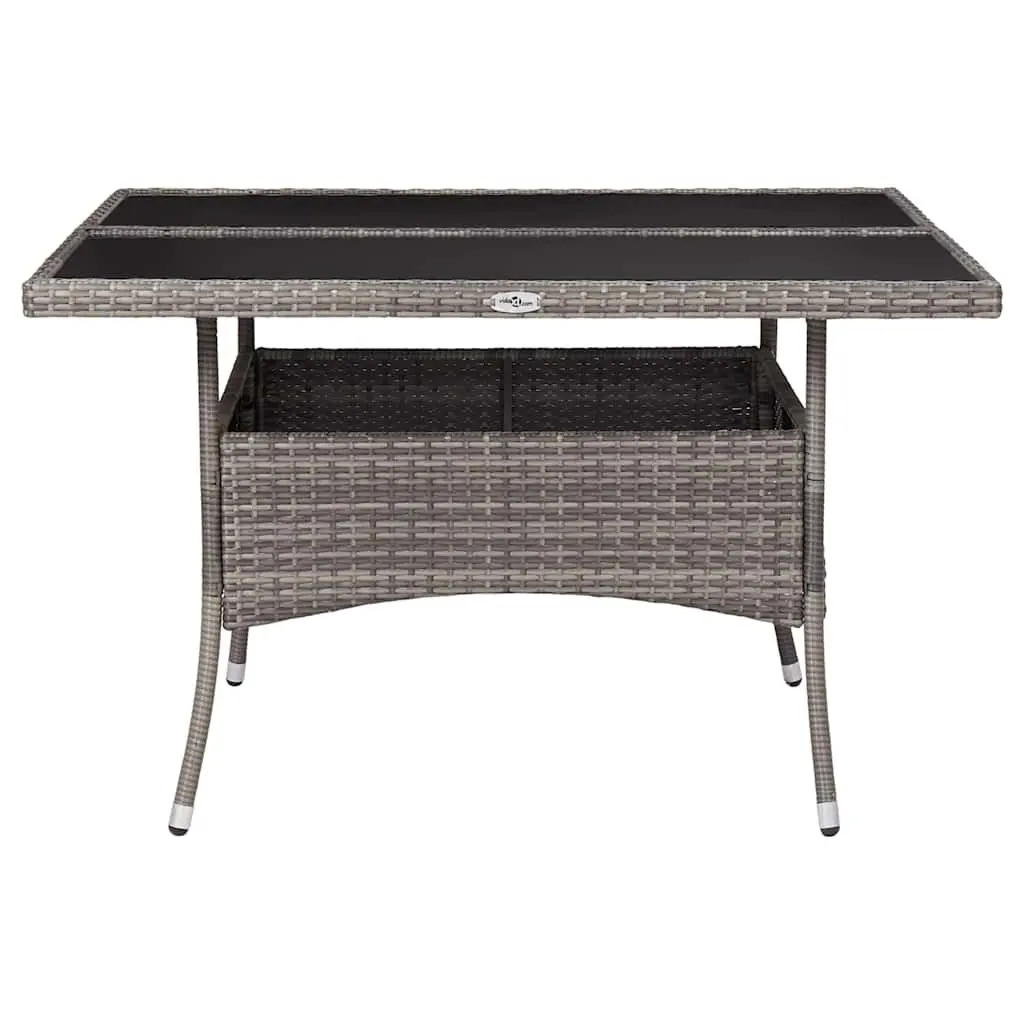 Outdoor Dining Table Grey Weather-Resistant PE Rattan Reinforced Tempered Glass 4 Seater
