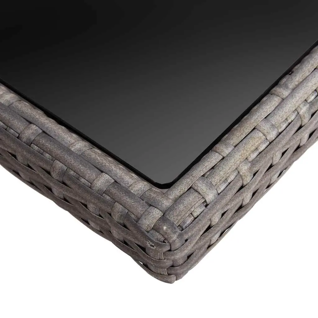 Outdoor Dining Table Grey Weather-Resistant PE Rattan Reinforced Tempered Glass 4 Seater