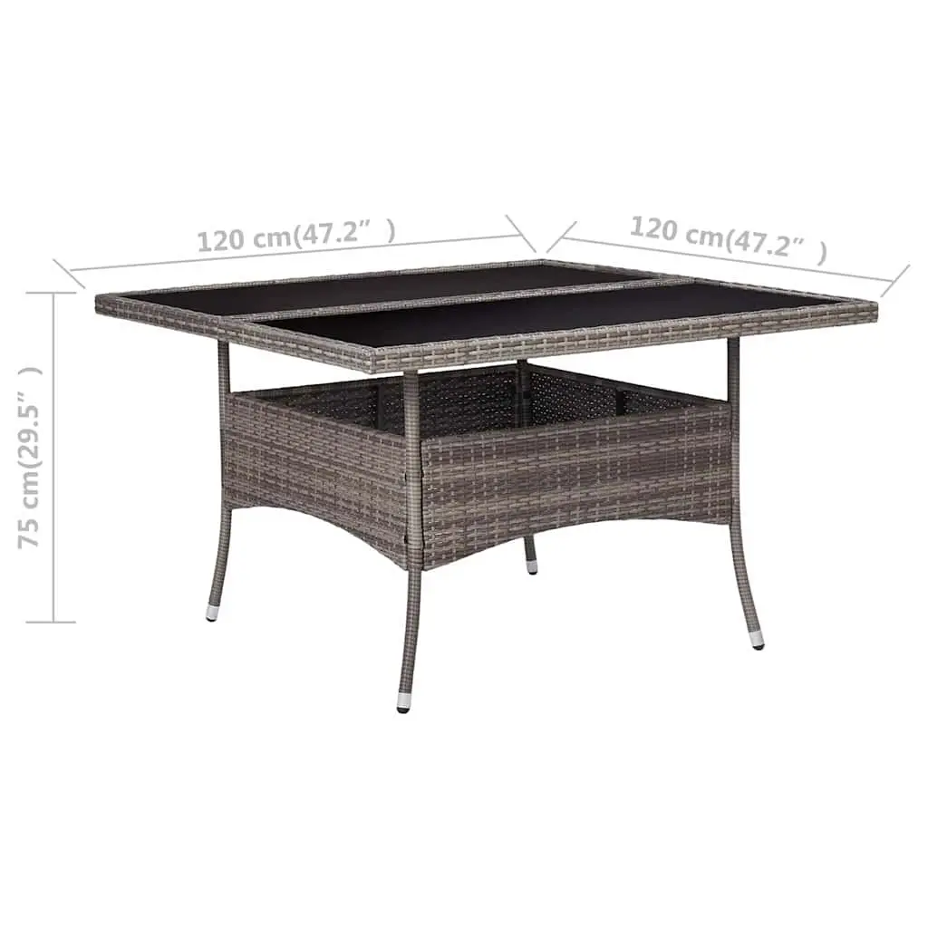 Outdoor Dining Table Grey Weather-Resistant PE Rattan Reinforced Tempered Glass 4 Seater