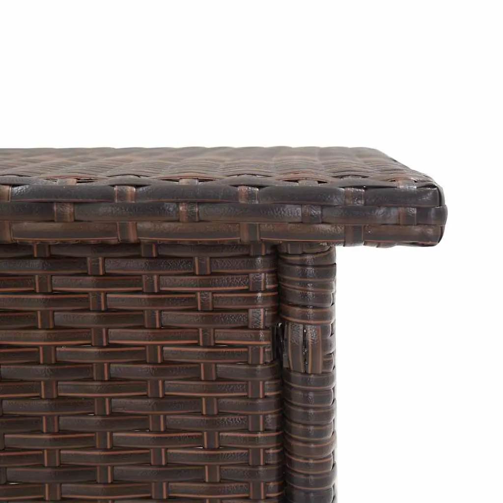 Outdoor Tea Table Weather-Resistant Poly Rattan Brown Steel Frame 50x50x47cm