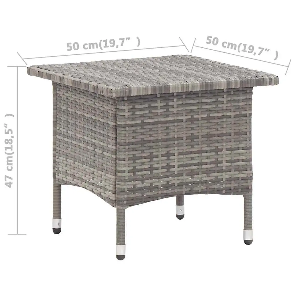 Poly Rattan Tea Table Weather-resistant Grey Steel Frame Outdoor Garden Patio Coffee Side Table