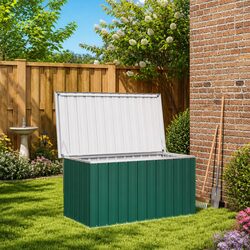 Garden Storage Box Outdoor Patio Deck Bench Chest Green 129x67x65 cm