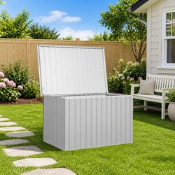 Garden Storage Box Grey Outdoor Patio Deck Cushion Pillow Blanket Chest