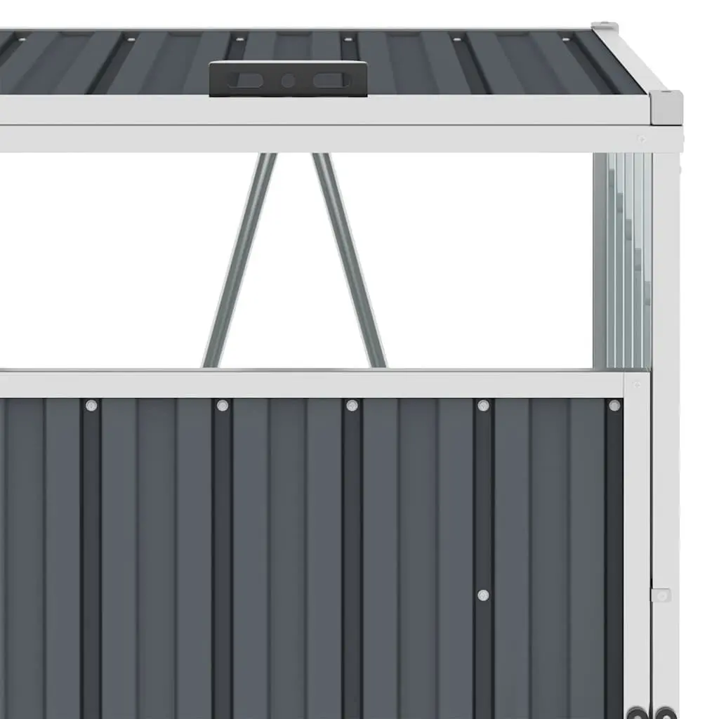 Quadruple Garbage Bin Shed Grey Galvanised Steel 286x81x121cm Garden Waste Container Storage