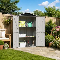 Garden Shed Anthracite 116x45x175 cm Outdoor Storage Galvanised Steel Doors