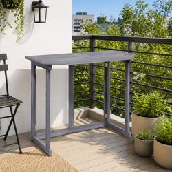 Folding Balcony Table Outdoor Wooden Coffee Worktop Space-Saving Garden