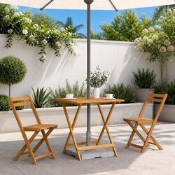 Folding Garden Dining Table 70x70x75cm Outdoor Patio Furniture Brown Wood