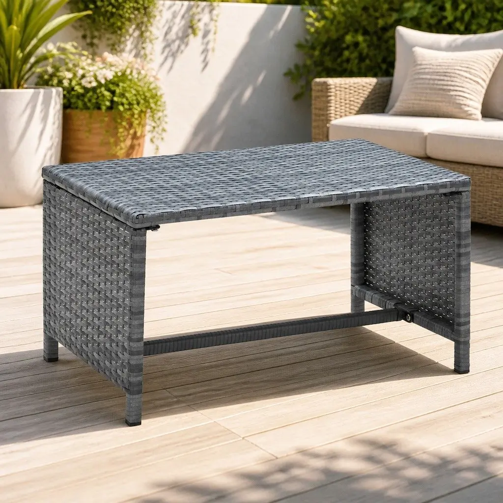 Coffee Table Outdoor Garden Patio Water-resistant PE Rattan Anthracite 70 x 40 x 38 cm