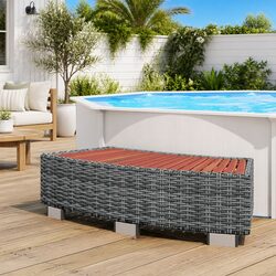 Spa Step Grey Poly Rattan Hot Tub Access Pool Ladder Stepping Stool Outdoor