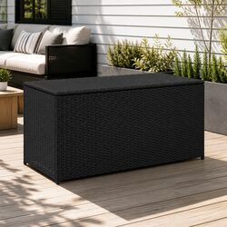 Outdoor Storage Box Poly Rattan 100x50x50cm Garden Chest Black
