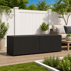 Outdoor Storage Box Poly Rattan Garden Deck Patio Furniture Chest Black