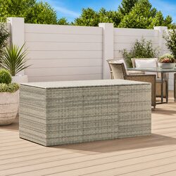 Outdoor Garden Storage Box Poly Rattan 180x90x70cm Grey Deck Container