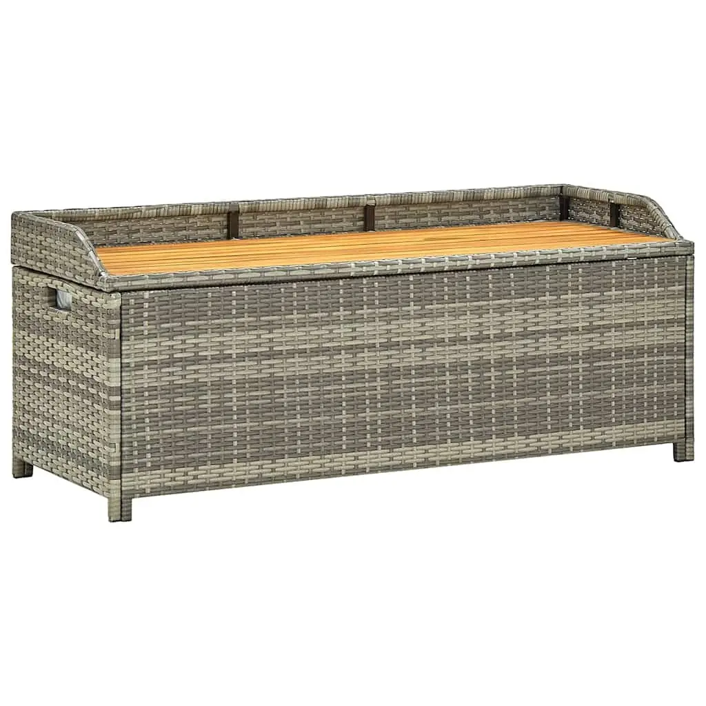 Outdoor Storage Bench Weather Resistant 120cm Grey Poly Rattan