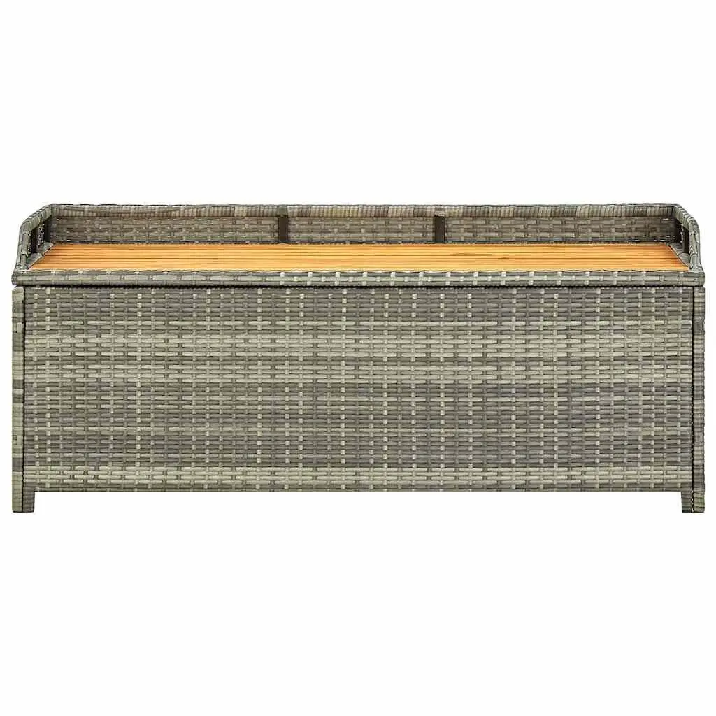 Outdoor Storage Bench Weather Resistant 120cm Grey Poly Rattan