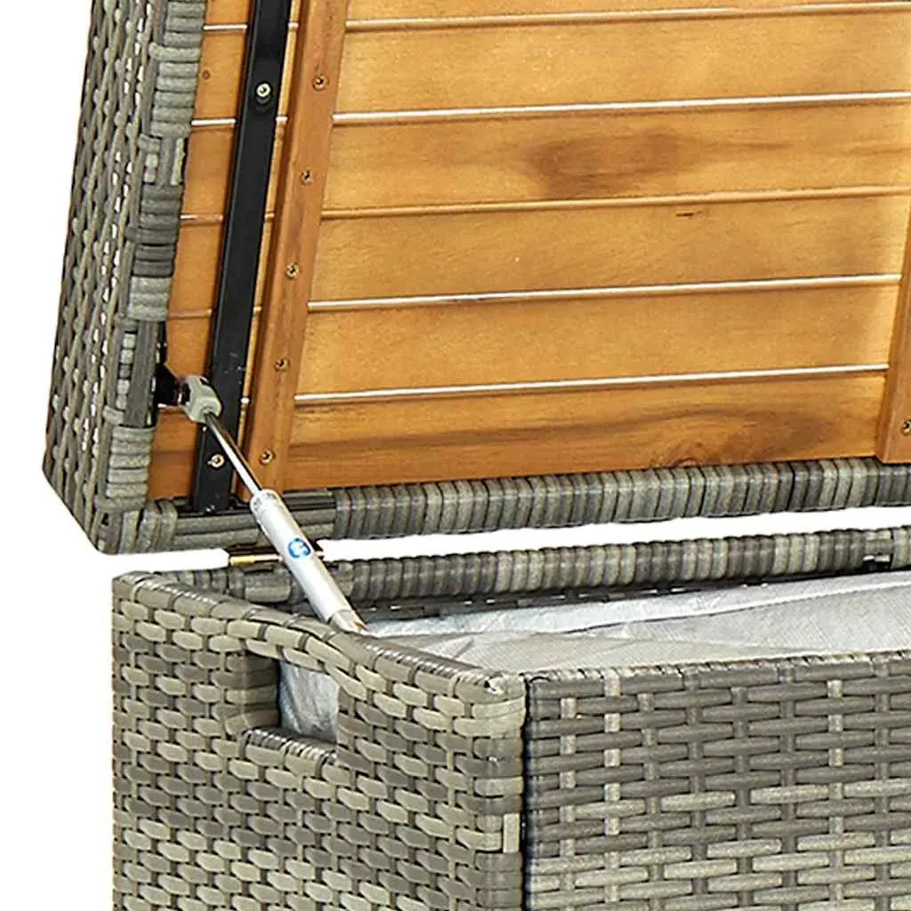 Outdoor Storage Bench Weather Resistant 120cm Grey Poly Rattan