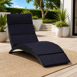 Sun Lounger Outdoor Sunbed Poly Rattan Foldable Garden Patio Relaxing Chair