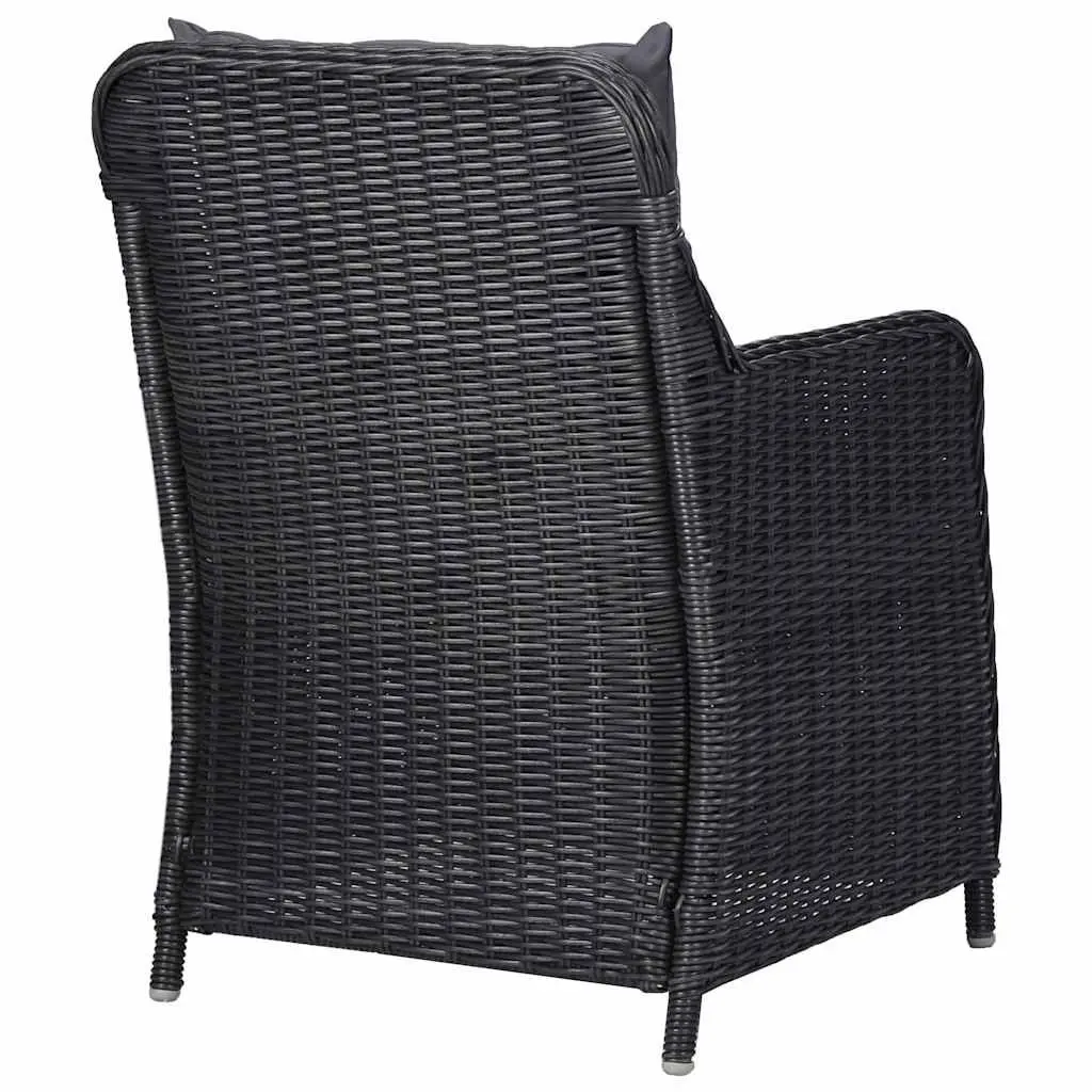 Outdoor Chairs 2 pcs Set with Cushions Hand Woven Poly Rattan Black Garden