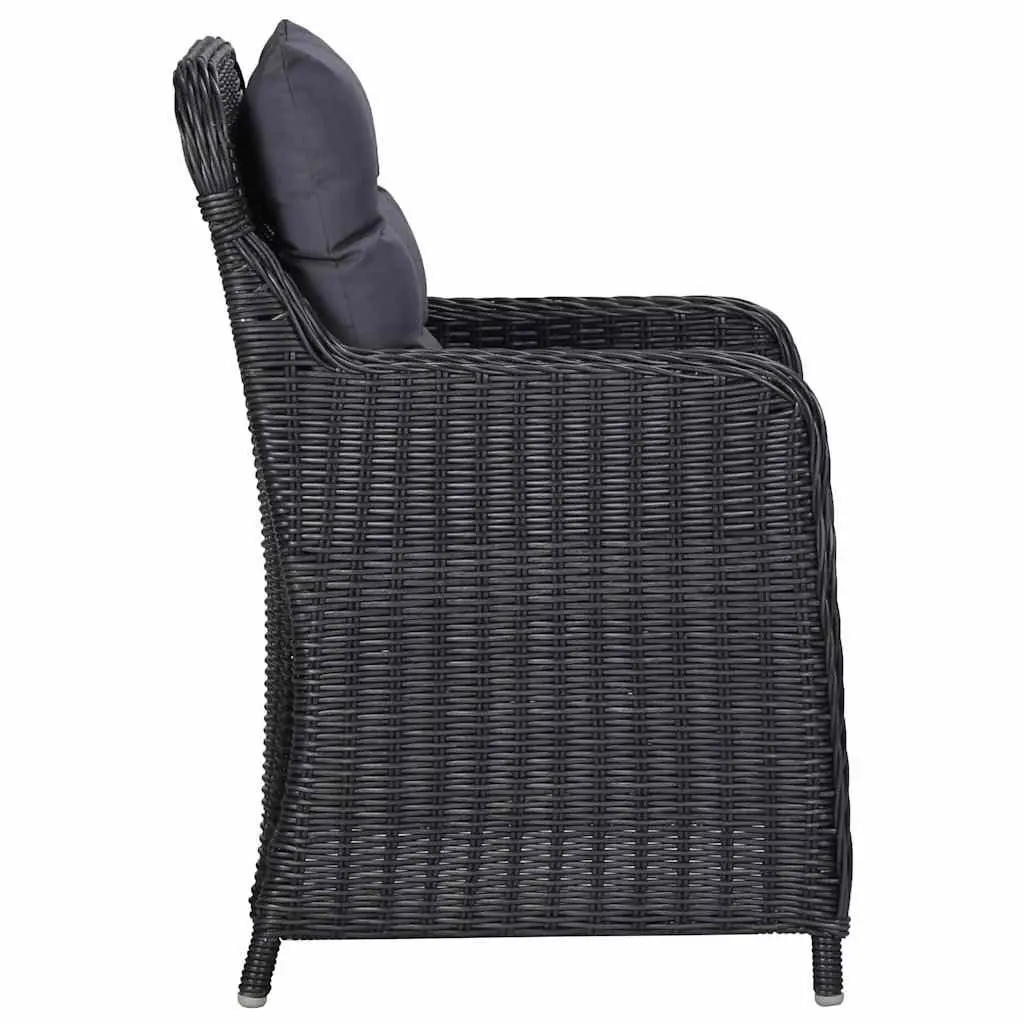 Outdoor Chairs 2 pcs Set with Cushions Hand Woven Poly Rattan Black Garden