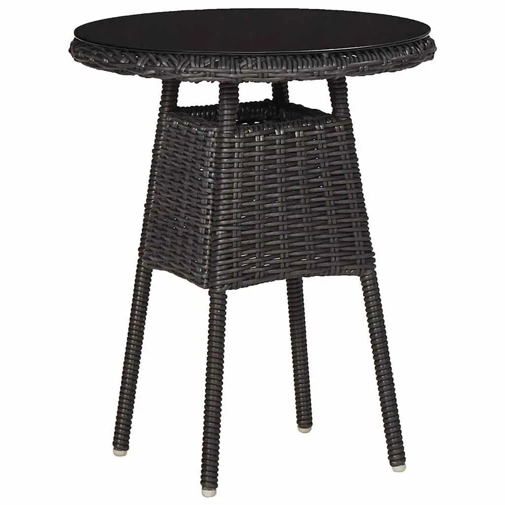 Outdoor Chairs Set with Tea Table Poly Rattan Garden Seating Black