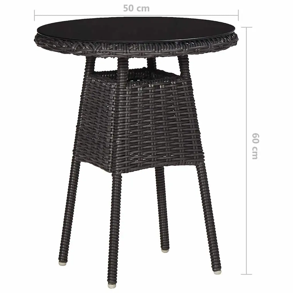 Outdoor Chairs Set with Tea Table Poly Rattan Garden Seating Black