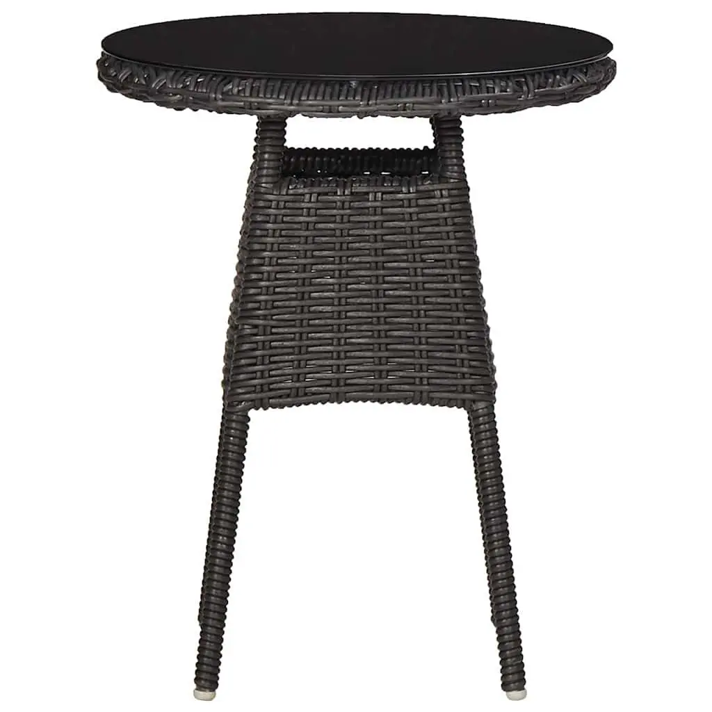 Outdoor Chairs Set with Tea Table Poly Rattan Garden Seating Black
