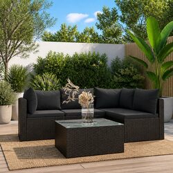 Outdoor Sectional Sofa Set 5 Piece Patio Lounge Furniture Modular with Cushions