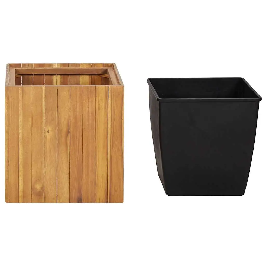 Garden Raised Bed Planter Pot Weather Resistant Acacia Wood 43.5x43.5x44 cm Brown