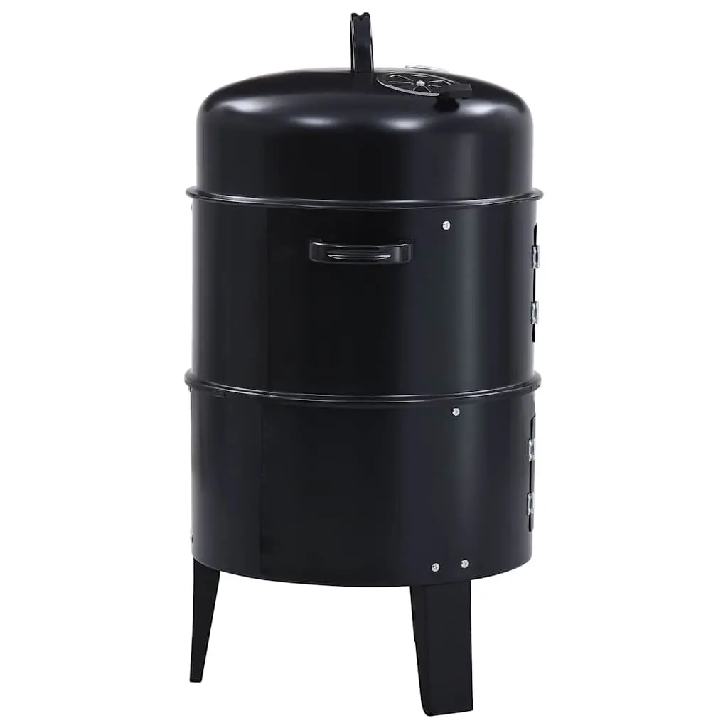 3-in-1 Charcoal Smoker BBQ Grill Portable 40x80cm Black